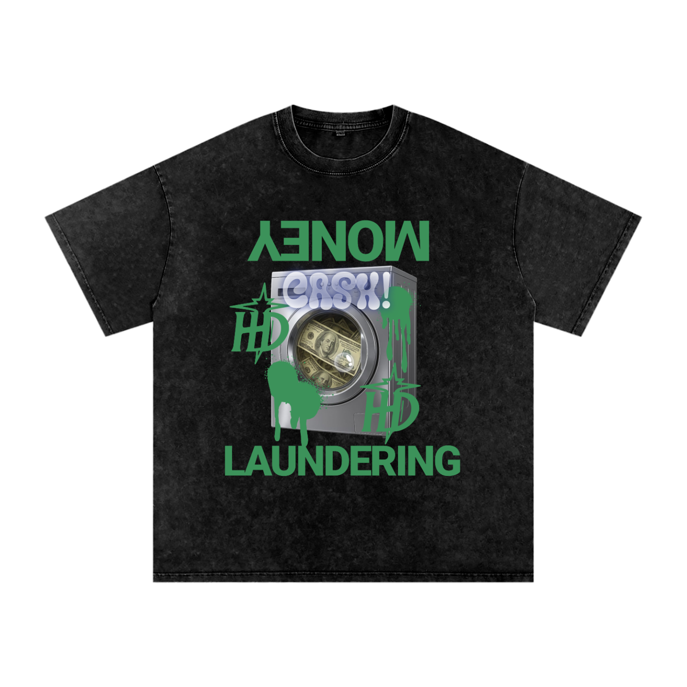 HENZERCHI "Money Laundering" Graphic Oversize Tee