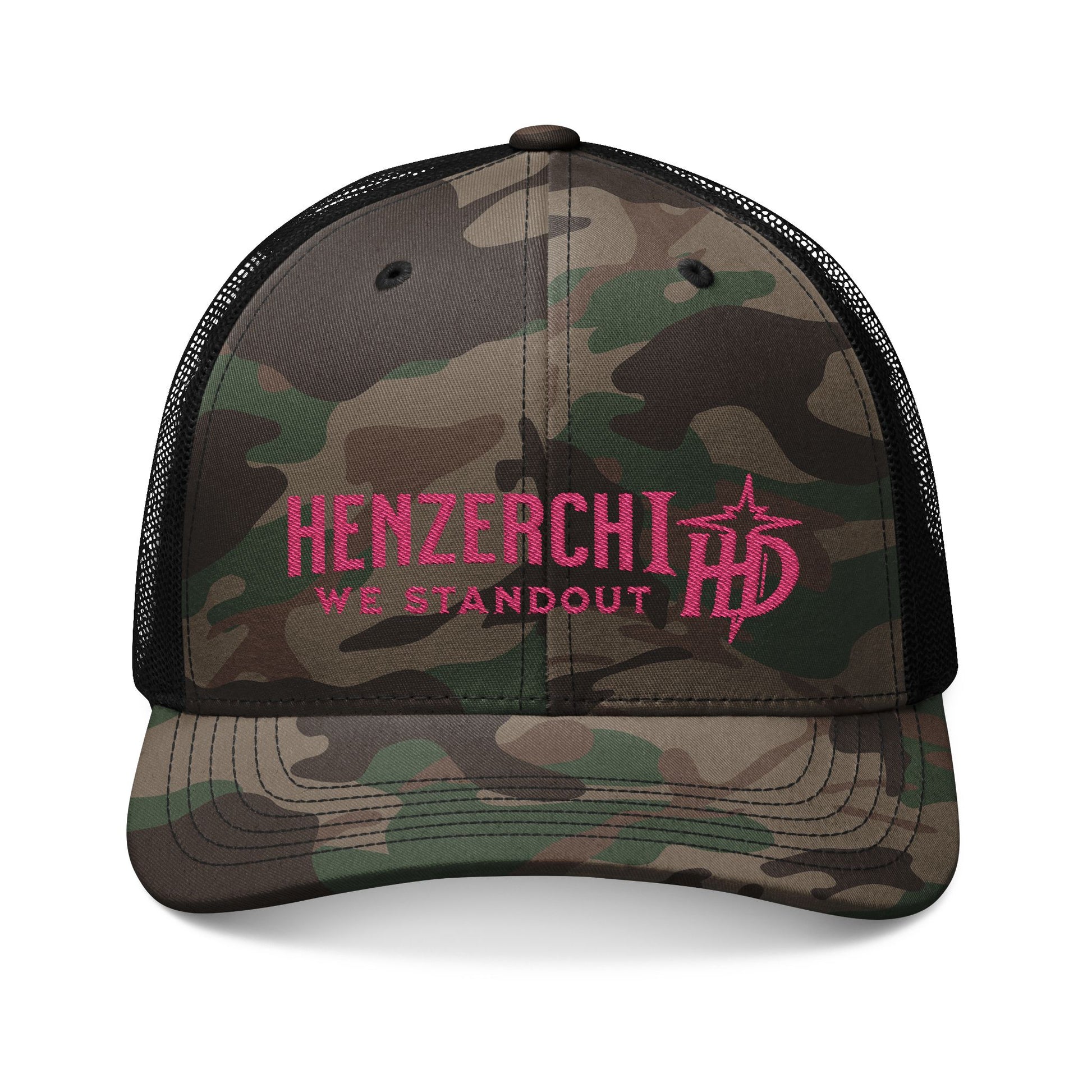 HENZERCHI camo Trucker "We Standout" Cap-PINK
