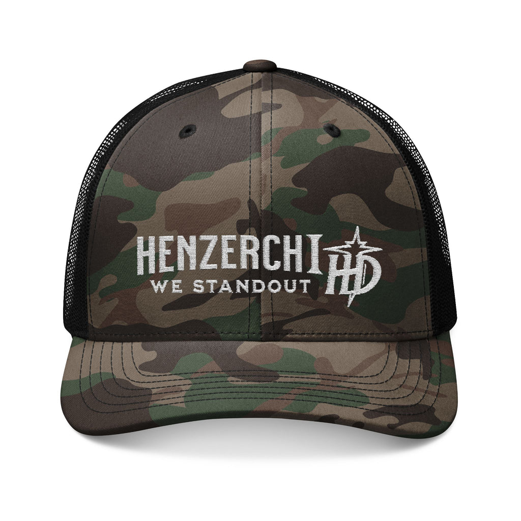 HENZERCHI Camo Trucker "We Standout" Cap-WHITE