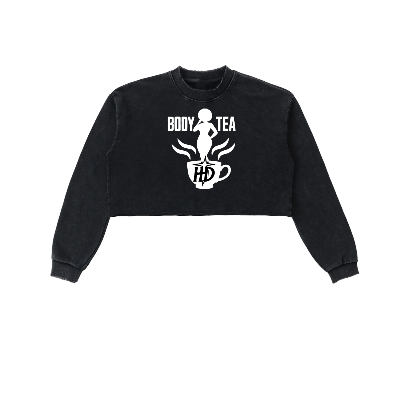 HENZERCHI "Body Tea" Snow Washed Cropped Sweatshirt