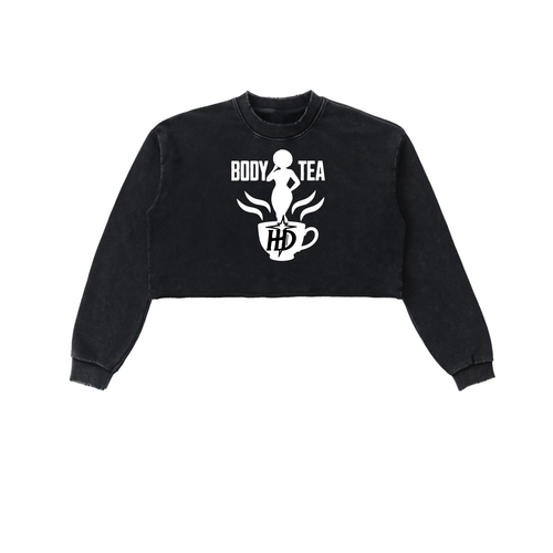 HENZERCHI "Body Tea" Snow Washed Cropped Sweatshirt