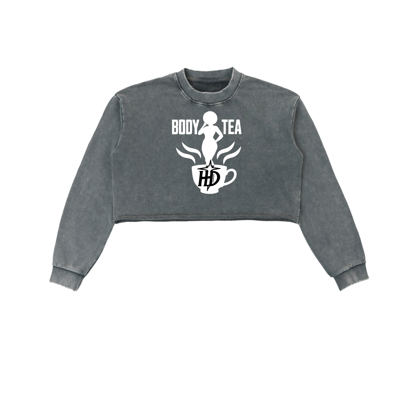 HENZERCHI "Body Tea" Snow Washed Cropped Sweatshirt