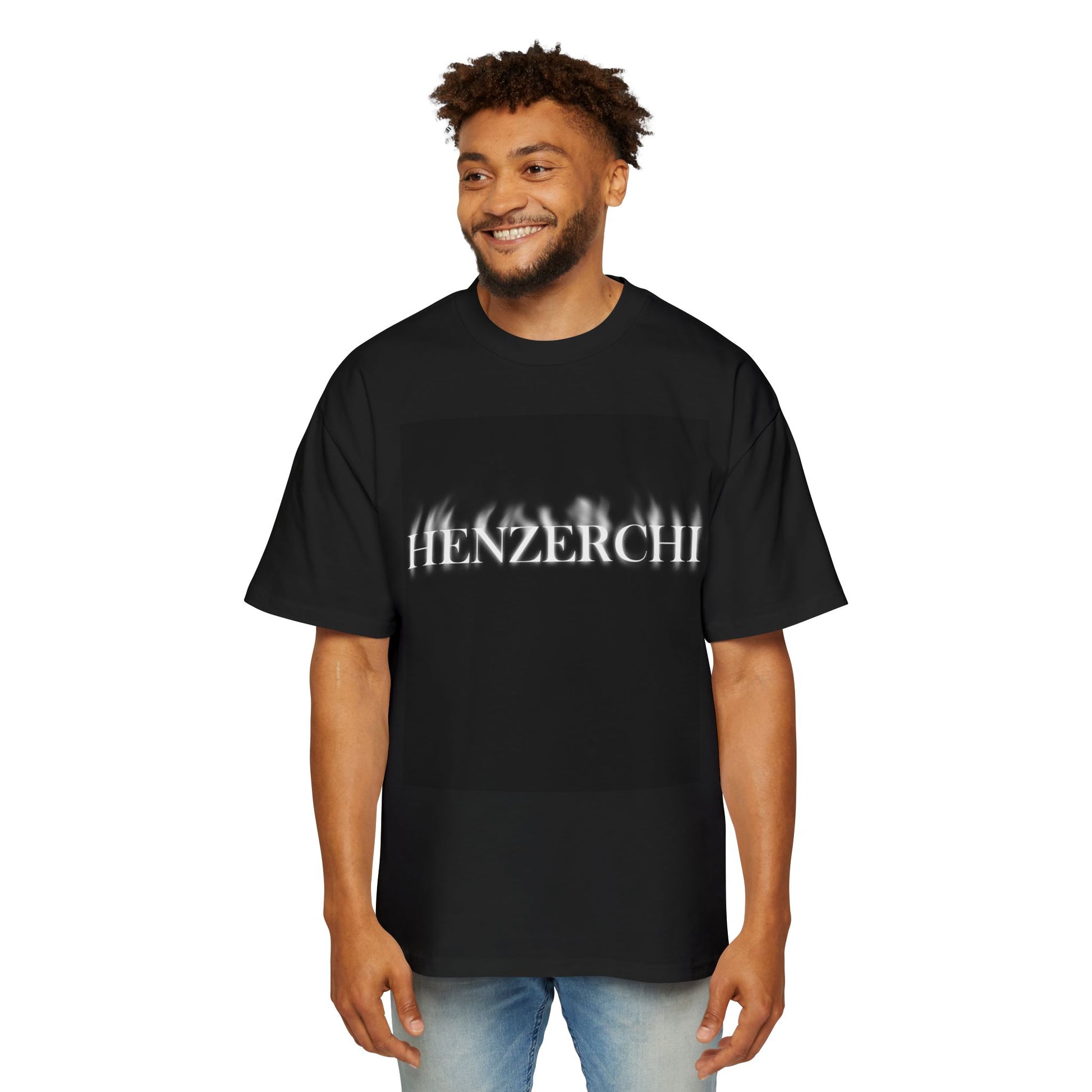 HENZERCHI "Flames Brand Name" Oversize Tee