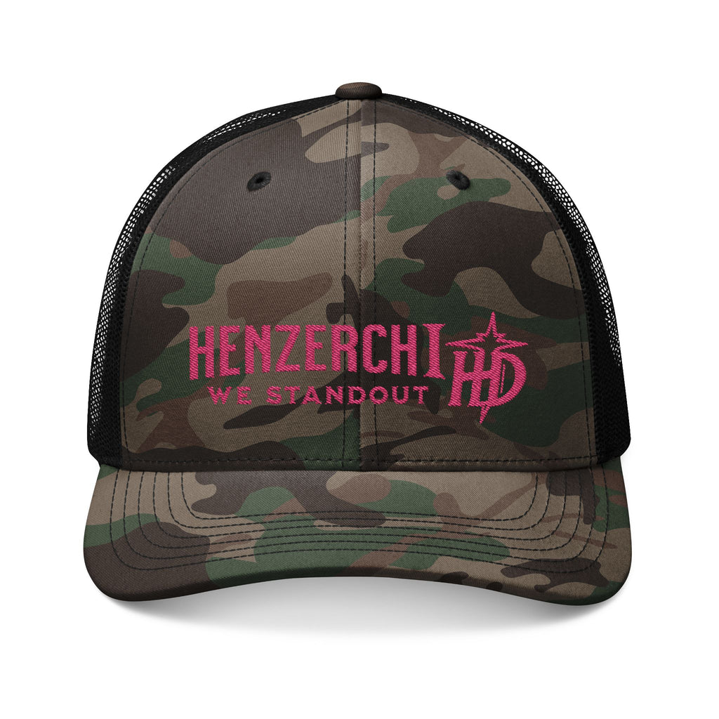 HENZERCHI camo Trucker "We Standout" Cap-PINK