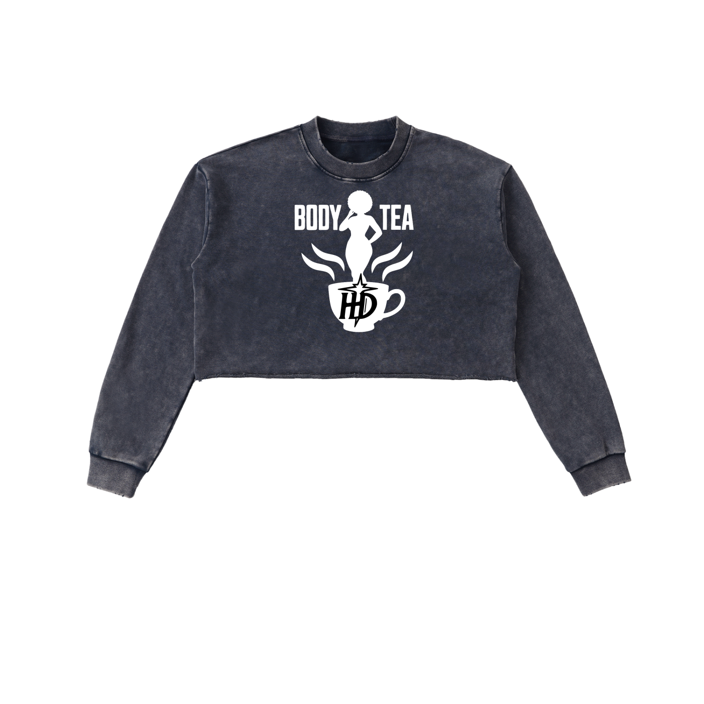 HENZERCHI "Body Tea" Snow Washed Cropped Sweatshirt