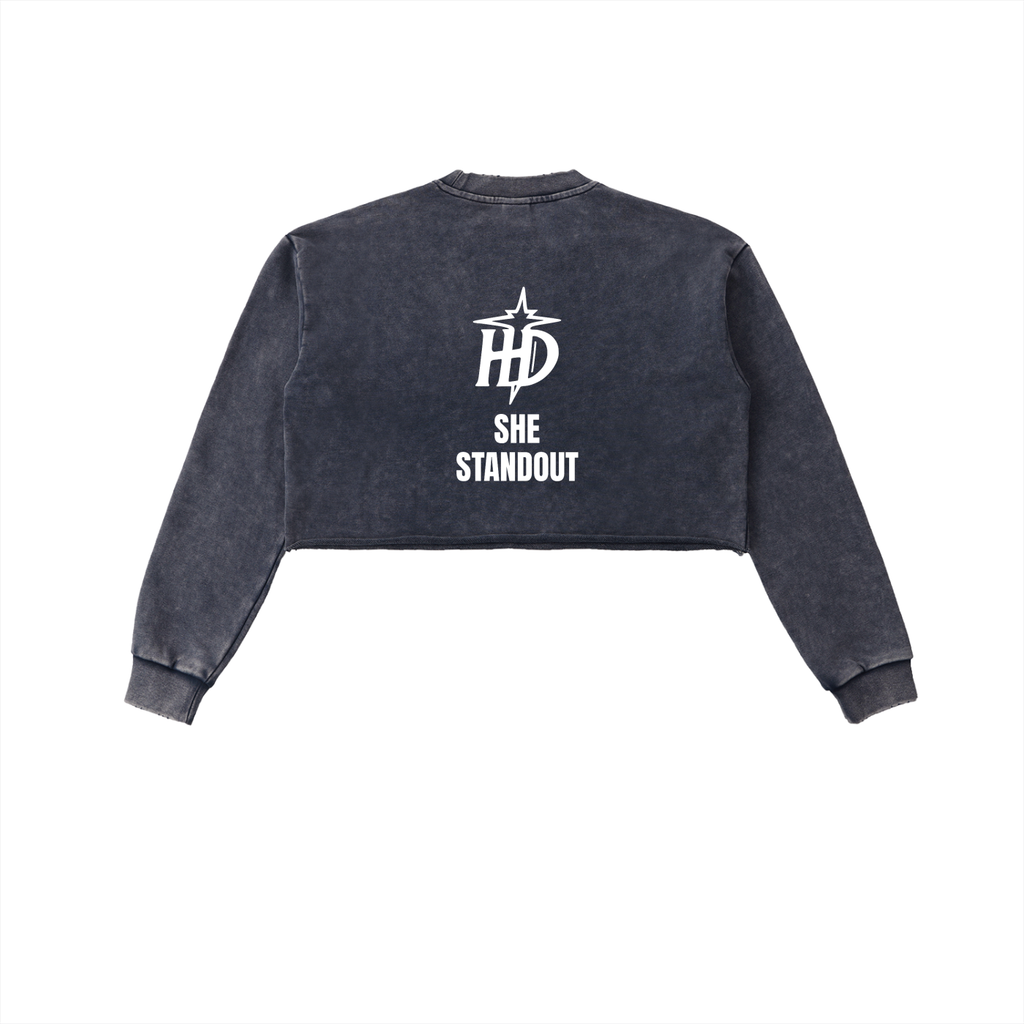 HENZERCHI "Body Tea" Snow Washed Cropped Sweatshirt